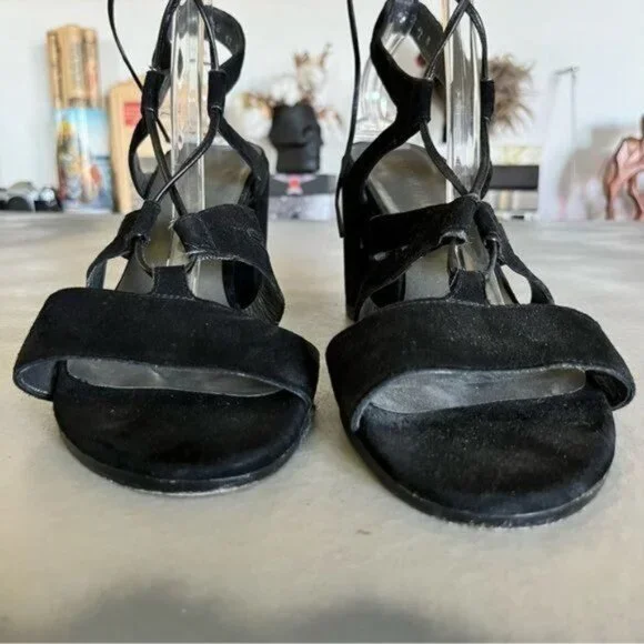 Stuart Weitzman Bigtiegirl Suede Lace Up Block Heel Gladiator Sandals - Picture 6 of 7